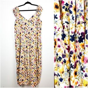 Old Navy White Yellow & Multicolor Floral Maxi Dress